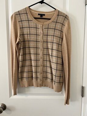 Tommy Hilfiger Camel Plaid Button-Front Cardigan